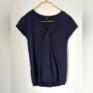 Tommy Hilfiger Blue V-Neck Short Sleeve Lightweight Stretch Blouse Women’s XS